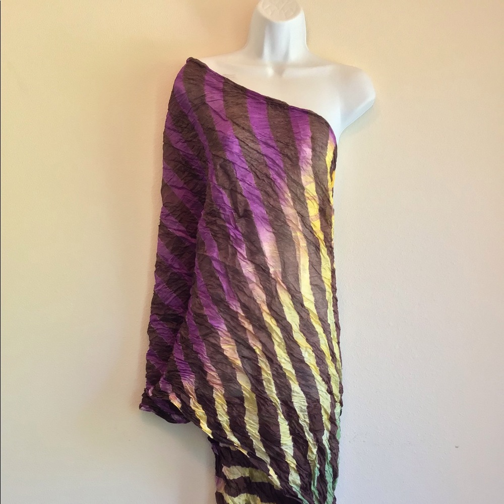New Brown Striped Beach Scarf Wrap Pareo